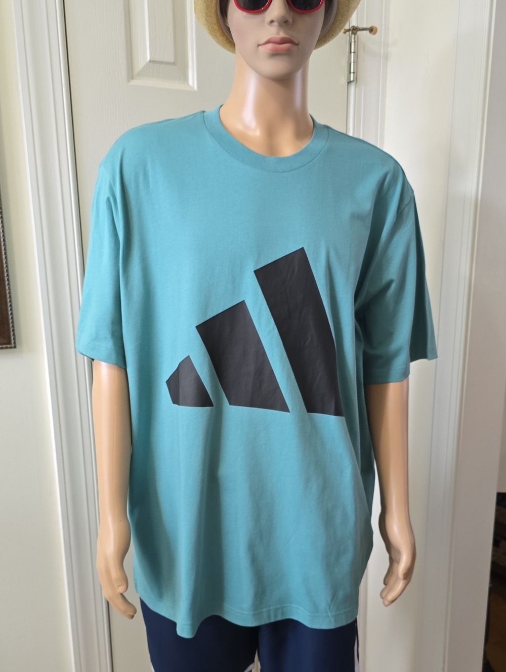 ADIDAS SIGNATURE BRAND MEN'S TEAL BIG AND TALL SHORT SLEEVES TEE-SHIRT SIZE 2XL